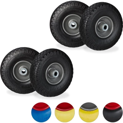 Afbeelding van Relaxdays 4x steekwagenwiel set rubberband bolderkar 100 kg stalen velg