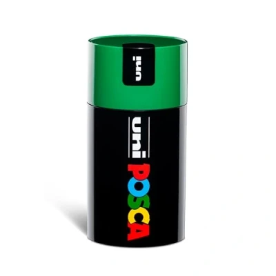 Afbeelding van Posca UniPosca complete set met 18 gesorteerde acrylstiften, middelste punt 2,5 mm, kleuren voor kinderen en kunstenaars Uni geldig als stofkleuren, hout andere, in groene geschenkdoos