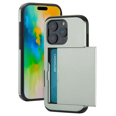 Afbeelding van Apple iPhone 16 Pro Hoesje Met pashouder Kunststof imoshion Hardcase/Backcover Groen Telefoonhoesje