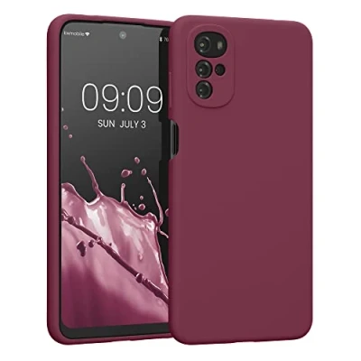 Afbeelding van kwmobile telefoonhoesje geschikt voor Motorola Moto G22 Hoesje met siliconen coating Smartphone case in rabarber rood