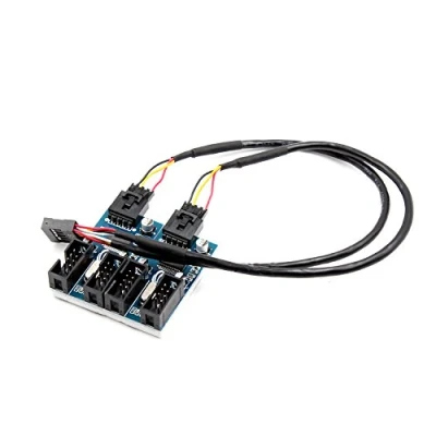 Afbeelding van iHaospace USB hub, intern 1 op 4, 9 polig moederbord, splitter, header stekker, tot 4 bus, 2.0 Y pins interne kabel, uitbreidingsslot