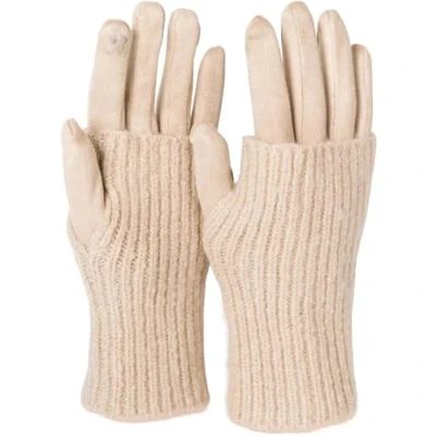 Afbeelding van styleBREAKER Handschoenen voor dames met touchscreen, afneembare gebreide manchetten, warme vingerhandschoenen, winter 09010022, beige, Eén maat