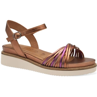 Afbeelding van Tamaris Sandalen met plateauzool, Dames, Maat: 37, Copper comb Kunststof