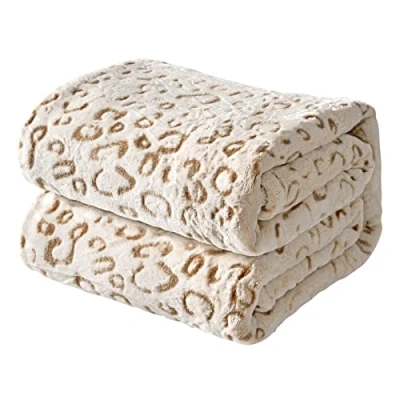 Afbeelding van FY FIBER HOUSE Flanel Molton Dekens, Zachte Pluizige Deken, Lichtgewicht en Comfortabel Microvezel Bankdeken/Volwassenen, 230 x 270 cm, Luipaard Bruin