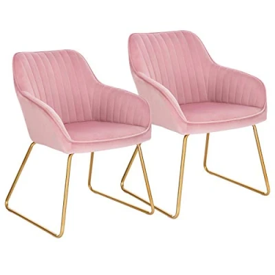 Afbeelding van WOLTU BH246bl 2 eetkamerstoelen set van met fluweel beklede keukenstoel metalen poten,blauw