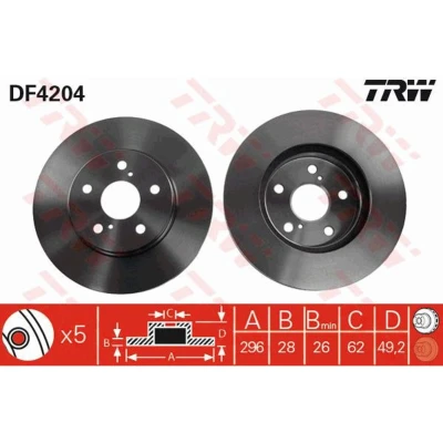 Afbeelding van Trw Remschijf DF4204