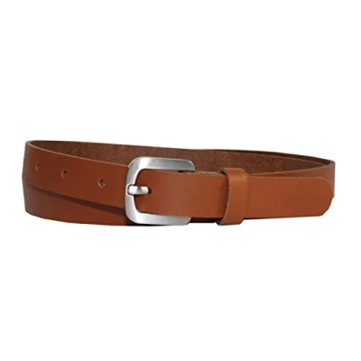 Afbeelding van Vascavi Lederen riem, echt leren jeansriem, heupriem, Made in Germany, 2 cm breed en ca. 0,25 dik, cognac, 100 Gesamtlänge 110