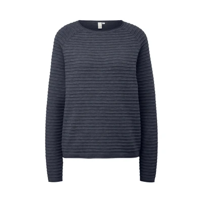 Afbeelding van QS MIT Strukturmuster Trui, Dames, Maat: Large, Tiefblau