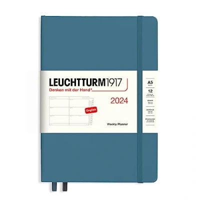 Afbeelding van LEUCHTTURM1917 367620 weekkalender medium (A5) 2024, 12 maanden, Stone Blue, Engels