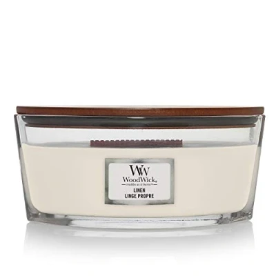 Afbeelding van WoodWick Geurkaars Ellipse Linen 9 cm / 19