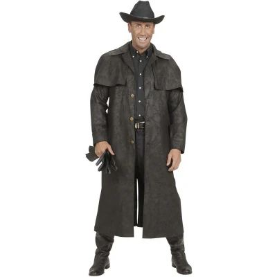 Afbeelding van Widmann Wilde Westen Kostuum Lange Jas Zwart Man Small Carnavalskleding Verkleedkleding