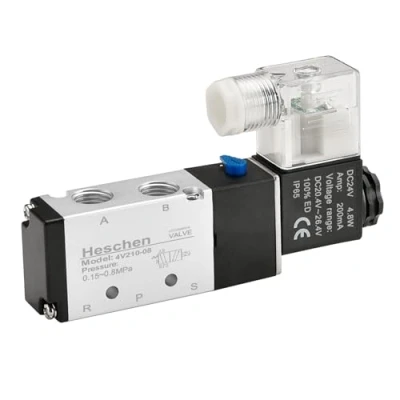 Afbeelding van Heschen Elektrisch pneumatisch magneetventiel 4V210 08 DC 24V PT 1/4 5 weg 2 posities