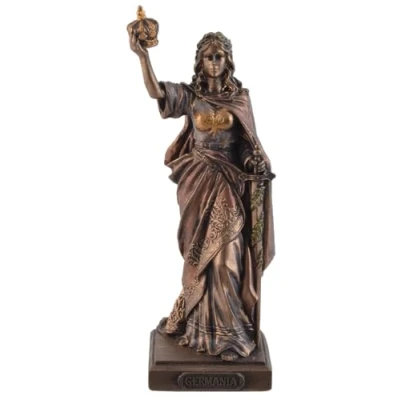 Afbeelding van Germaanse godin Germania, van kunststeen, met bronzen kleur door kunstenaar beschilderd, Veronese