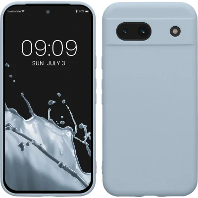 Afbeelding van kwmobile telefoonhoesje geschikt voor Google Pixel 8a Hoesje smartphone Precisie camera uitsnede In mat lichtblauw