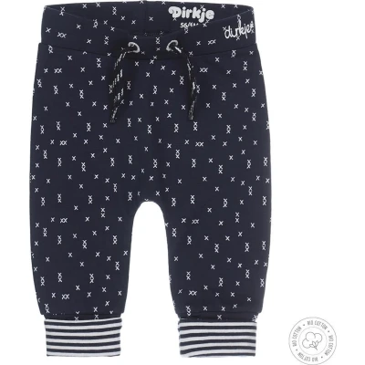 Afbeelding van Dirkje baby broek met biologisch katoen donkerblauw/wit