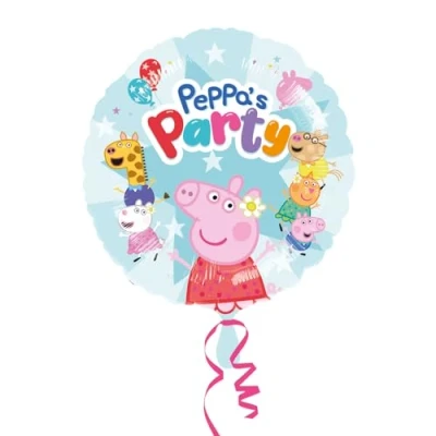 Afbeelding van Amscan 9918352 Peppa Pig verjaardagsfeestje ronde folieballon, 45,7 cm