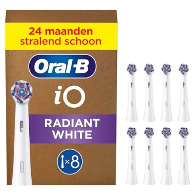 Afbeelding van Oral B iO Series Radiant White originele opzetborstels om tanden witter te maken 8 Stuks