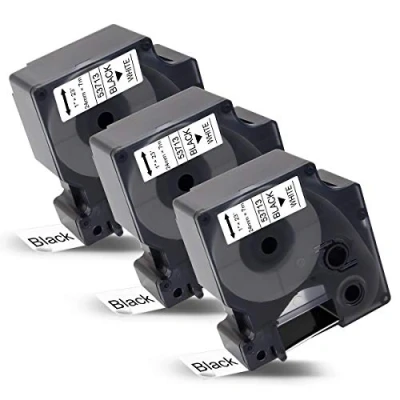Afbeelding van Labelwell 3x Noir sur Blanc Ruban Compatible Dymo D1 53713 S0720930 Auto adhésif Étiquette pour LabelManager Mobile 450D 500TS Wireless PnP LabelWriter 400 450 Duo Rhino 6000, 24mm x 7m