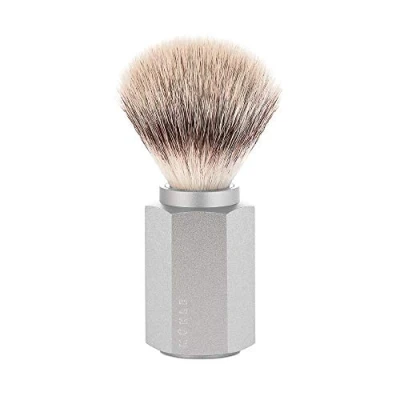 Afbeelding van Muhle Hexagon scheerkwast synthetisch haar Silver