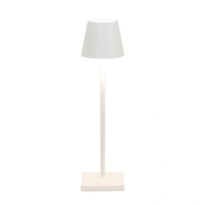 Afbeelding van Zafferano, Poldina Micro Lamp, Oplaadbare Snoerloze Tafellamp met Touch Controls, Geschikt voor Binnen en Buiten, Dimmer, 2200 3000 K, Hoogte 27,5 cm, Witte Kleur