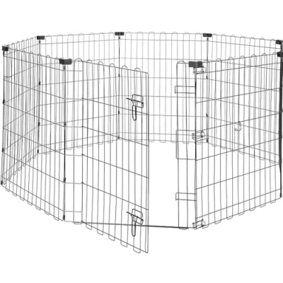 Afbeelding van Amazon Basics Loopverblijf voor honden en andere huisdieren, vierkant, opvouwbaar, metaal, met deur, 76,2 cm hoog, zwart