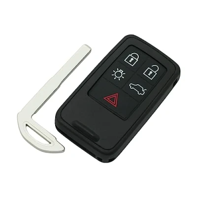 Afbeelding van BROVACS Vervangende sleutelbehuizing + ongesneden blanco noodinvoegsleutel compatibel met VOLVO 5 knops slimme sleutelloze ingang afstandsbediening sleutelhoesje Fob PG788A