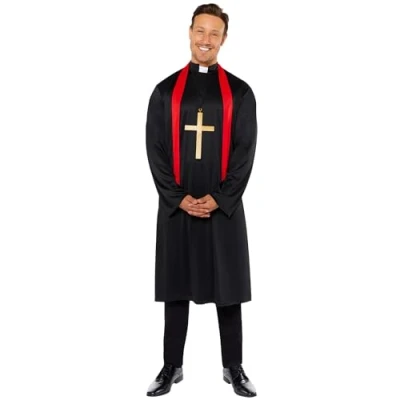 Afbeelding van Amscan 9918334 Heren Vicar Robe &amp; Sjaal Volwassen Fancy Dress Costume Maat: Medium