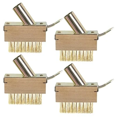 Afbeelding van Onkruidvoegenborstel, 4 stuks, voegenborstels met haken, onkruidborstel, tuinbezem, voegenreiniging, stalen borstel voor mos en onkruid, reserveborstels