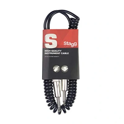 Afbeelding van Stagg 20ft. S serie, telefoonstekker/telefoonstekker, standaard gekrulde instrumentkabel