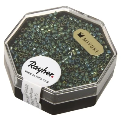 Afbeelding van Rayher Hobby Delica rocailles, Miyuki metallic, smaragd, diameter 1,6 mm, doos 4 g, kralen om te rijgen, kleine glazen kralen, 14760840