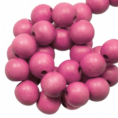 Afbeelding van Houten Kralen Vintage Look (10 mm) Fuchsia Rose (80 stuks)