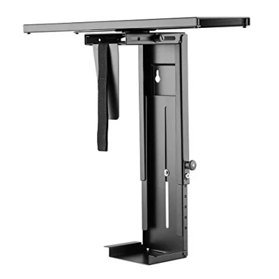 Afbeelding van RICOO PC houder onder bureau computerhouder voor ondertafel TRH 05 tot 10 kg &amp; 360 graden draaibaar flexibel computerserver rack behuizing tafelhouder