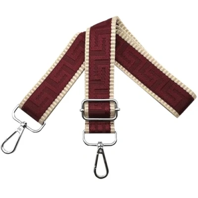 Afbeelding van Schouderriem voor tas, tasriemen om te wisselen, verstelbare tasriem, breed, 3,8 cm, met zilveren karabijnhaak, tasband, schouderriem, draagriem dameshandtassen, kaki/wijnrood, K10