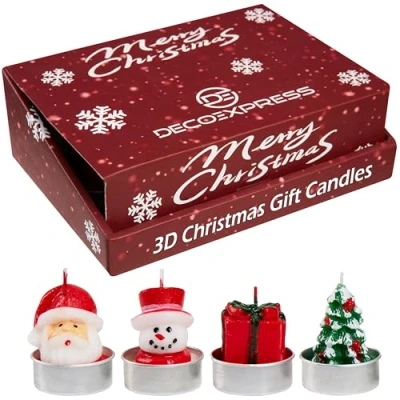 Afbeelding van DECO EXPRESS Kersttheelichtkaarsenset, multipack van 6, 12 of 15 met 2,5, 3 6 uur brandtijd, feestelijke kerstdecoratie, ongeparfumeerd (Multi 3D Pack)