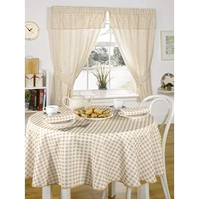 Afbeelding van Emma Barclay Molly Gingham tafelkleed in Beige 52x52&quot;, 100% Polyester, Beige, 52x52 (132x132cm)