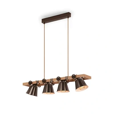 Afbeelding van BRILONER Hanglamp Hout, Rustieke Hanglamp, Draaibaar, E27 max. 40 Watt, Retro Eetkamerlamp, Antiek Grijs