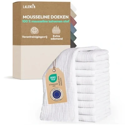 Afbeelding van Laleni Set van 10 Hydrofiele Doeken Baby 100% Katoen 70x70 cm Wit