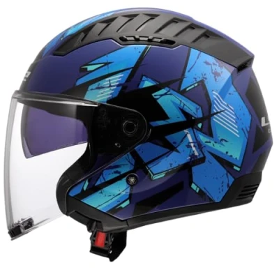 Afbeelding van LS2 OF600 Copter II Kanji Jet Helm, blauw, afmeting XL voor man