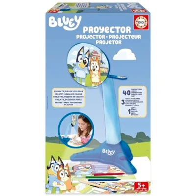 Afbeelding van Educa Bluey projector, maak blauwe ontwerpen met deze LED projector 40 folies, kleurpotloden en potloden, vanaf 5 jaar (20109)
