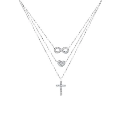Afbeelding van Elli Infinity HERZ Kreuz Kristall Ketting, Dames, Maat: 40, Silber
