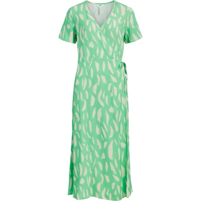 Afbeelding van OBJECT Wikkeljurk OBJEMA Met All Over Print Groen/ecru Maat S