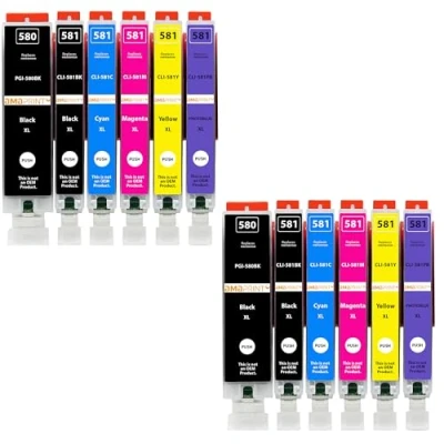Afbeelding van Amaprint 12 XL cartridges compatibel met Canon PGI 580 CLI 581 fotoblauw voor Pixma TS8100 TS8150 TS8151 TS8152 TS8200 TS8250 TS8251 TS8252 TS8300 TS8350 TS8351 TS8352 TS9100 TS9150 TS9155