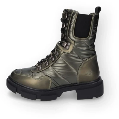 Afbeelding van Dockers by Gerli Enkellaarsjes met plateauzool, Dames, Maat: 38, Khaki/schwarz Textiel