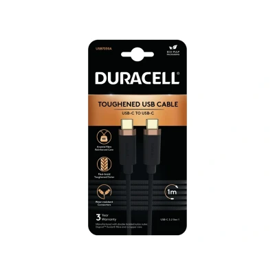 Afbeelding van Duracell 65W USB C naar 3.2 Gen 1 Kabel Kevlar 1M Zwart