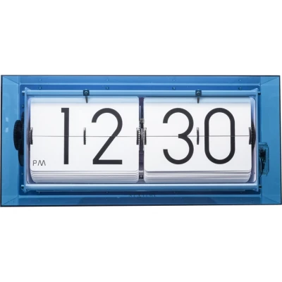 Afbeelding van Tafel/wandklok NeXtime Big Flip 36x16.7x8.5cm acryl blauw