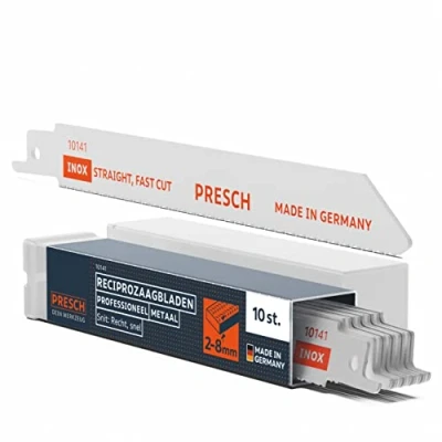 Afbeelding van Presch Reciprozaagbladen metaal en roestvrij staal 10 stuks (2 8mm) 8% kobaltzaagbladen voor set incl. doos