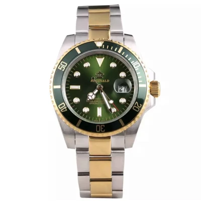 Afbeelding van Reginald Horloges Gold Green horloge mannen Luxe Design Heren 40 mm Roestvrij Staal Waterdicht Schokbestendig Geschenkset
