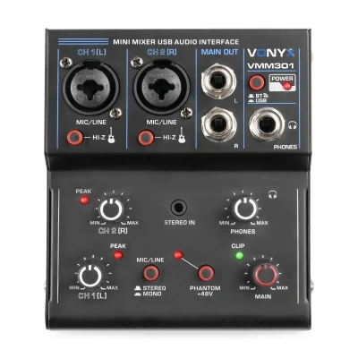 Afbeelding van Vonyx VMM301 USB mixer 3 kanaals mengpaneel met Bluetooth en
