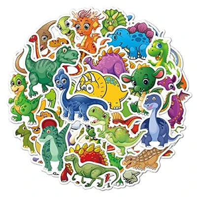 Afbeelding van 50 Stuks Dinosaurus stickers voor kinderen, waterdichte vinyl stickerset waterflessen fiets scooter helm notebook kinderverjaardag