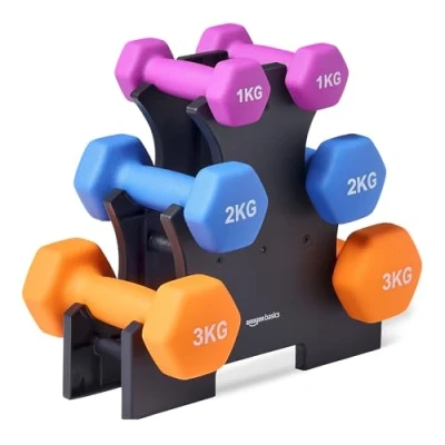 Afbeelding van Amazon Basics Set met haltergewichten van neopreen standaard, paren 1, 2, 3 kg